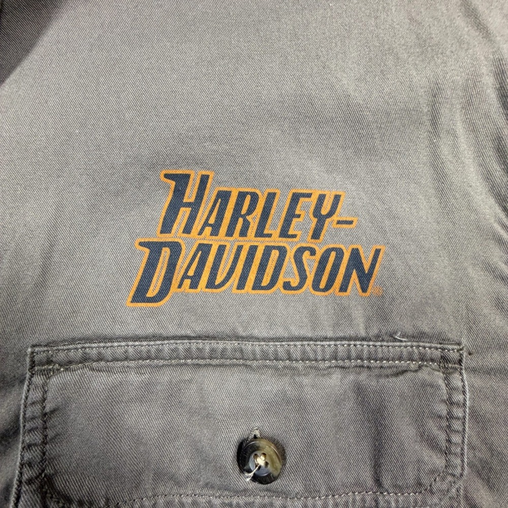 Harley Davidson Mens 2XL Brown Long Sleeve Eagle Graphic Button Down Shirt - Picture 11 of 13